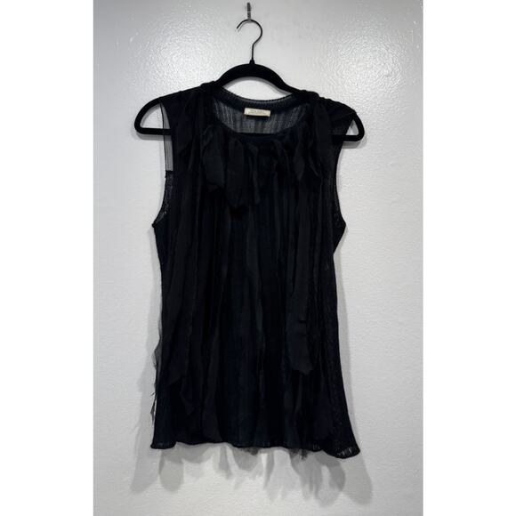Nina Ricci Black Cashmere Silk Knit Tank Women’s Size Large Fringe Whimsigoth - Picture 5 of 11